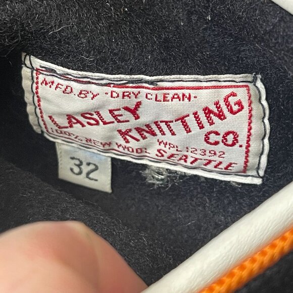 Vintage 80s Lasley Knitting Co Wool Lettermans Varsity Jacket Size 32 (XS) - Picture 2 of 8